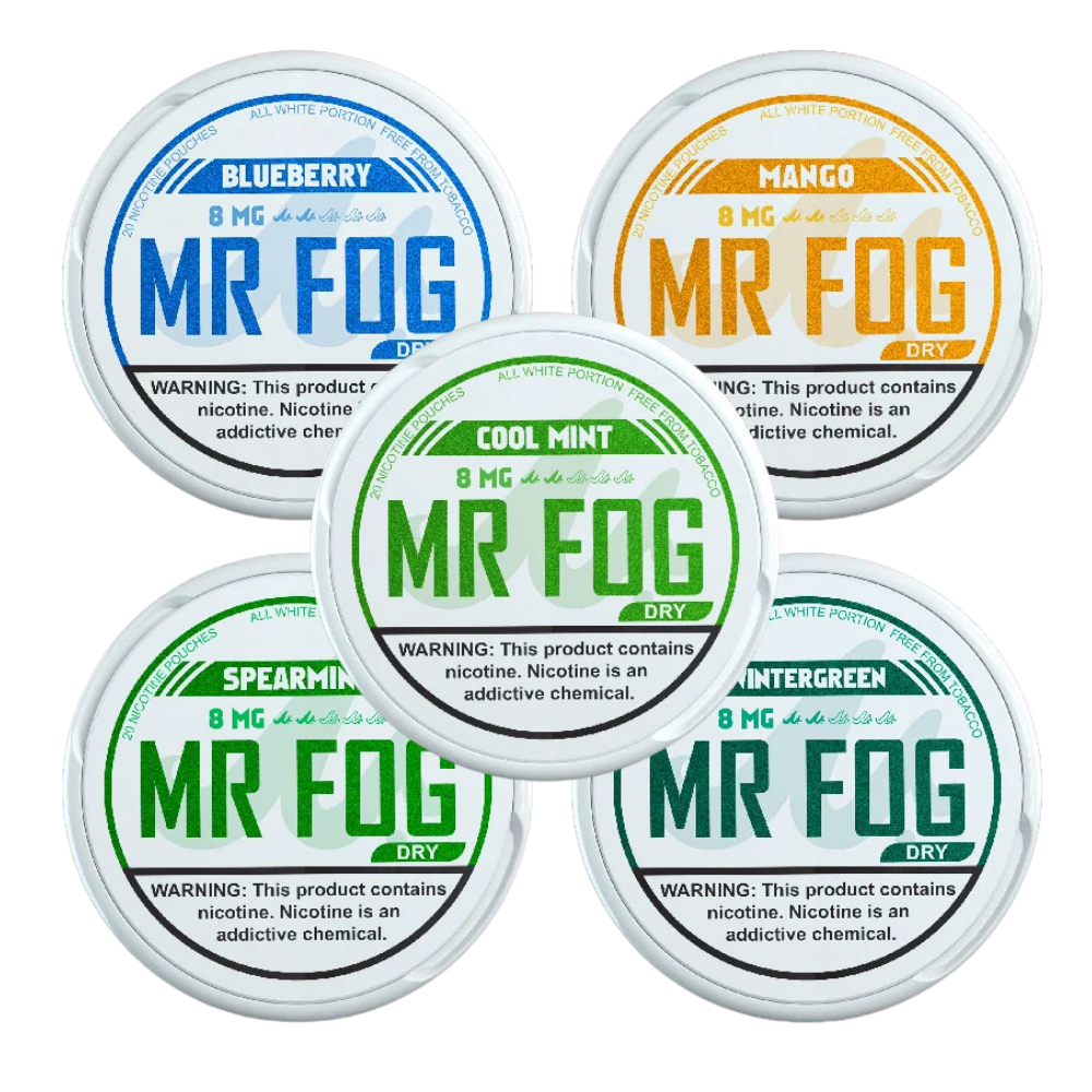 Mr Fog dry nicotine pouches in 10 flavours — buy online in Canada at TinsXpress