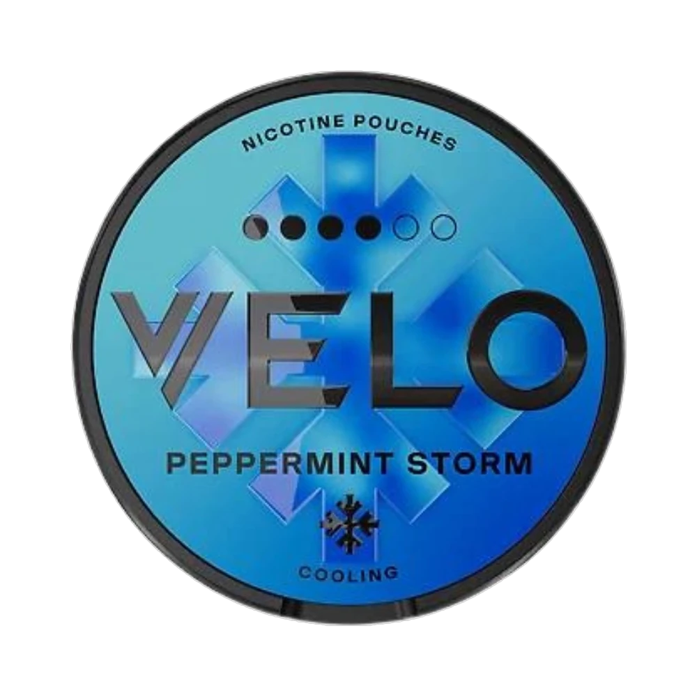 Velo-Peppermint-Storm-14mg-tx VELO Peppermint Storm 14mg nicotine pouches tin